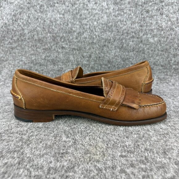✅Womens 10N Lands End Brown Leather Moc toe Loafers Fringe Buckle Casual Shoes - Picture 10 of 10
